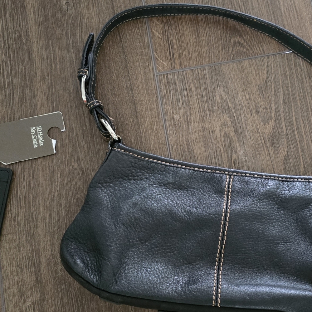 Black Leather The Sak Shoulder Bag + Unbranded Card Holder
